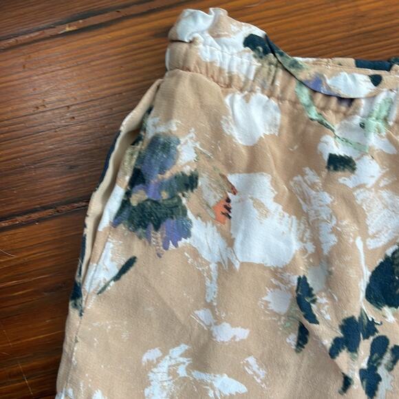 Aritzia Wilfred watercolor floral elastic drawstring waist shorts sz L - Picture 6 of 7